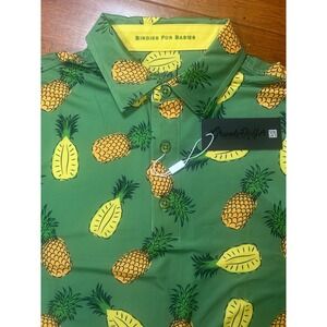 New Grunk Dolfer Polo Shirt Mens L Green Pineapple Print Birdies For Babies Golf